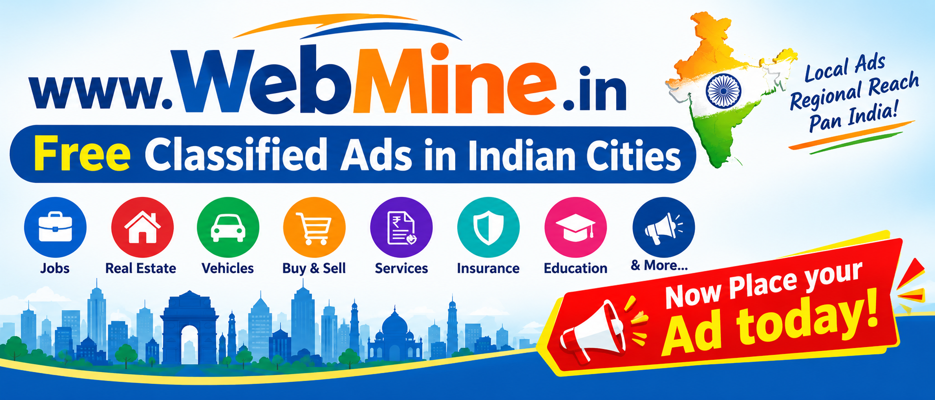 WebMine.in free classified ads in Indian cities